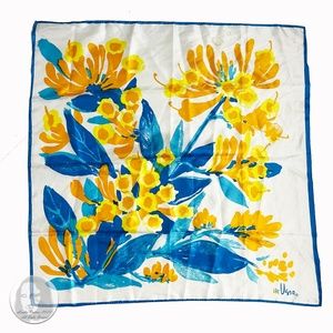 Vera Neumann Scarf Shawl Silk Bold Watercolor Floral Print 26in Square Vintage